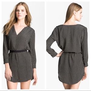 Joie Silk Polka-dot Split Neck V dress
